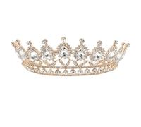 KICHOUSE Golden Alloy Rhinestone Tiara Headband with Delicate Glitter Design, Simple Wedding Headdress Accessory for Thanksgiving and Carnivals