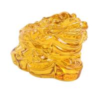 KICHOUSE Golden Toad Sculpture Glass Desktop Decoration for Living Room and Bookshelf, Unique Yellow Home Ornament to Beautify Personal Space and Enhance Prosperity