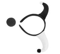 KICHOUSE Halloween Clown Headband Set for Women - Black White Cone Headpiece with Black Sponge Nose - 2pcs Halloween Costume Accessories for Party Dress