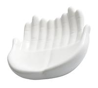 KICHOUSE Hand Shaped Ceramic Sushi Plate with Dull Polish Design, Multi-Purpose White Kitchen Fruits Plate for Business Occasions and Parties, Stylish Japanese Style Dessert Tray