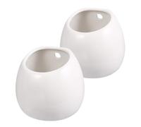 KICHOUSE Hanging Planters Wall Mountable White 2pcs for Succulent Plants Ceramic Flower Pots with Minimalist Elegant Design, for Garden and Windowsill Decoration