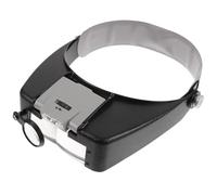 KICHOUSE Head-mounted Magnifier Multifunctional Magnifying Glass with LED Light for Reading Adjustable Headband with Double Lenses, Black Made of Abs and Acrylic and Manual Repair