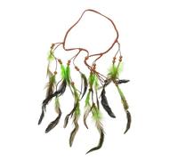 KICHOUSE Headband Portable and Versatile Use for Women Boho with Wooden Beads and Plume Decoration, Braided Rope Festival Hair Accessory for Parties and Festival Outfits