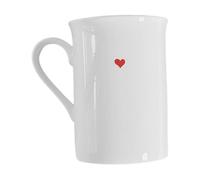 KICHOUSE Heart Shaped Mug Bone China Mug 290ml White Ceramic Milk Mug Cute for Couples Women Office Breakfast Use