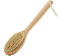 KICHOUSE Long Handle Body Bath Brush with Beech Wood and Natural Bristle, Hole Design Handle for Full Body Cleaning, Shower Back Scrubber Suitable for Bathing and Exfoliating