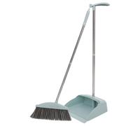 KICHOUSE Long Handle Dustpan and Broom Set Stainless Steel and Plastic for Home and Dorm, Seamlessly Fit the Ground, Collect Trash from Narrow Corners Simple and Convenient Cleaning Tool