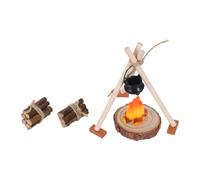 KICHOUSE Miniature Campfire Set with Wood Slice Base and Firewood Haystack Realistic Dollhouse Fireplace Props for DIY Micro Camping Scenes and Fairy Garden Bonfire Displays Creative Kit