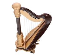KICHOUSE Miniature Harp Model Mini Wooden Harp Musical Instrument Model Storage Box for Dollhouses