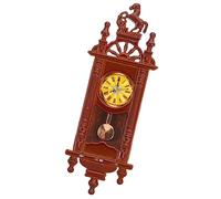 KICHOUSE Miniature House Furniture Pendulum Clock Decorative Table Clock for Dollhouse for Mini Deep Brown Home Decor
