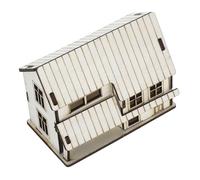 KICHOUSE Miniature Wooden House Kit Beige Wood Puzzle for Adults Unfinished Tabletop Cottage for Dollhouse DIY Craft Assembly for Christmas Village Decoration and Holiday Scenes