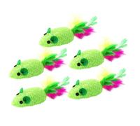 KICHOUSE Mouse Cat Lure Feather 5pcs for Cat and Kitten Woven Green Interactive Play Polyester Material for Fun and Exercise