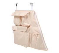 KICHOUSE Multi-Pocket Stroller Organizer Bag in Beige, Oxford Cloth Material with Double Zipper Closure and Side Mesh Pocket, Easy Attachment Stroller Handlebar Storage Bag for Travel