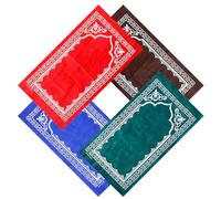 KICHOUSE Muslim Prayer Carpets and Eid Festival Decoration Lightweight Polyester 4pcs with Delicate Islamic Patterns, Easy to Carry Prayer Pads for Worship Use