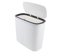 KICHOUSE Narrow Push-Type Garbage Can with Lid 12.4 Inch Waste Bin for Bathroom Office Kitchen Use Odour Control