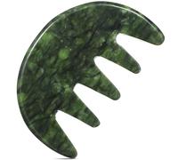 KICHOUSE Natural Jade Craft Massage Comb Scalp Massager Large Teeth Green Jade Gua Sha Tool for Head Scraping and Meridian Massage for Stress Relief