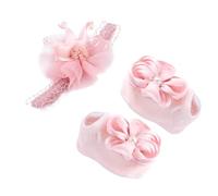 KICHOUSE New Born Baby Girl 1 Set of Headband Socks Unique Lace Design High Elasticity Hairband for Baby Clothing