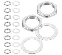 KICHOUSE Nut and Washer Replaceable Practical Guitar Parts Accessory Silver Alloy Hexagonal 10 Sets with Beautiful Look and Great Craftsmanship for Electric Guitar Input Jack Socket