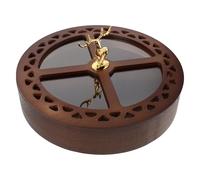 KICHOUSE Nut Tray with Lid, Round Four-Compartment Dry Fruit and Nut Storage Container in Walnut Colour - Serving Dish for Snacks and Candy in Dining and Living Areas