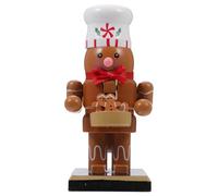 KICHOUSE Nutcracker Wooden Figurines Holiday Gingerbread Man Doll Decorations for Festive Home and Table Display