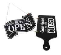 KICHOUSE Open Closed Signs Black Colour 2pcs Wooden Double-sided Simple and Versatile Hanging Store Door Pendant for Business and Cafe Door Decoration