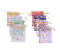 KICHOUSE Organza Drawstring Bags Color Gold Heart Pattern 100pcs for Candy and Caramel Packing Portable Gift Pouches Color for Wedding Parties and Craft Projects
