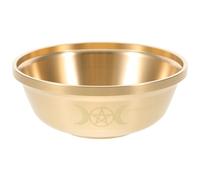 KICHOUSE Ornamental Brass Copper Bowl Three-Phase Moon Design Tarnish-Resistant Religious Offering Cup for Buddhist Worship Temple Rituals and Home Altar Decoration