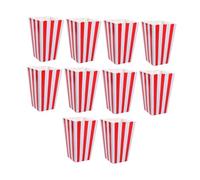 KICHOUSE Paper Popcorn Boxes with Fashion Stripes Pattern 10pcs Red Popcorn Containers for Snacks Storage, for Parties and Movie