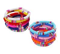 KICHOUSE Polymer Clay Bracelets Lightweight Bohemian Style with Gentle Touching Feeling Color 12pcs Elastic Design Wrist Jewelry Color for Women for Summer Beach Party
