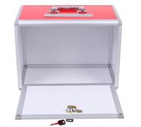 KICHOUSE Portable Construction Lacquering Reusable with Lock Voting Box Red Board and Aluminium Alloy Easy to Move Multipurpose Ballot Box for Use Office and Event