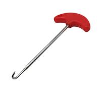 KICHOUSE Portable Shoe Lace Puller Tool with Red Metal and Plastic Construction, Stable Firm Handle with Finger Grooves and Curved Grip Design for Convenient Ice Skate and Hockey Shoe Lace