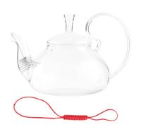 KICHOUSE Raised Handle Teapot Glass Tea Ware Teapot Heat-Proof Convenient to Pour High-Transmittance Glass Beautiful Design for Tea Table