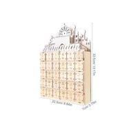 KICHOUSE Ramadan Wooden Countdown Calendar 30 Mini Drawers with LED Illumination, Beige Eid Mubarak Advent Ornament for Tabletop Decoration and Islamic Festival Celebration