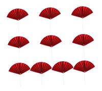 KICHOUSE Red Fan Shaped Birthday Cake Toppers Lightweight Cake Decorations Picks for Home and Outdoor Celebrations Safe Paper Material