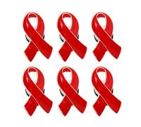 KICHOUSE Red Ribbon Jewelry Badge 6pcs Practical Pin for Prevention Awareness Events and Party Supplies for