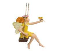 KICHOUSE Resin Flower Fairy Swing Figurine with Fine Workmanship, Delicate Garden Decoration Hanging Ornament for Indoor and Patio Use, Beautiful Appearance and Cute Design