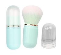 KICHOUSE Retractable Makeup Brush Sky-blue Compact Travel Capsule Brush Soft Gentle Bristles for Blush Foundation Eyeshadow Handle Portable Vanity Tool