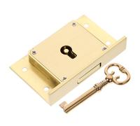 KICHOUSE Retro Brass Drawer Lock 2.5 Inch Vintage Style Hidden Lock with Key for Wooden Furniture Drawers and Filing Cabinets