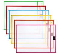 KICHOUSE Reusable Dry Erase Pockets Sheet Protectors 6pcs Pack with Writable Surface for Office and School Document Organisation Random Color
