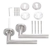 KICHOUSE Right Angle Door Handle Set Modern Round Design Stainless Steel 2 Pcs with 4 Screws, Rust Resistant and Not Corroded for Fire Door Split Lock, for Home Decor