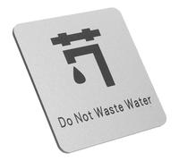 KICHOUSE Save Water Sign Bathroom Warning Sign Wall Mounted Caution Aluminium Plastic Panel Silver Reminder to Save Water Easy Installation for Public Places