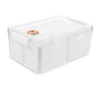 KICHOUSE Seasoning Storage Box for Fridge White Kitchen Condiment Organizer Draining Box for Garlic Ginger Spices