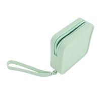 KICHOUSE Silicone Sanitary Napkin Pouch Light Green with Zipper Closure Compact Pad Holder Feminine Pads Bag Reusable Tampon Purse Organizer for Period Travel