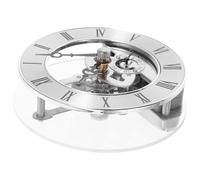 KICHOUSE Silver 86Mm Clock Mechanism Replacement Zinc Alloy Clock Hand Mechanism with Roman Numerals round Lens Elegant Craft Use and DIY Enthusiasts