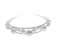 KICHOUSE Silver Crystal Bridal Headband Hair Accessory Pearl Alloy Design, Lightweight and Elegant for Holiday and Prom, Suitable for Bridesmaids and Friends
