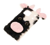 KICHOUSE Soft Furry TPU Phone Case for Large Screen Smartphone Shockproof Bumper with Cute Cow Print Impact Resistant Protective Cover for Women Precise Port Access and Daily Use