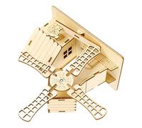 KICHOUSE Solar Powered Wooden Windmill Science Kit for DIY Renewable Energy Experiment Educational Stem for Boys Hand-brain Development and Birthday