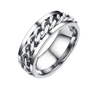 KICHOUSE Stainless Steel Spinner for Men with Rotating Chain and Stress, Size 10, Includes Box, Suitable for Casual Wear