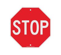 KICHOUSE Stop Traffic Sign Octagonal Reflective Warning Board 25x25cm Road Safety Sign for Vehicle and Pedestrian Traffic Control Random Style