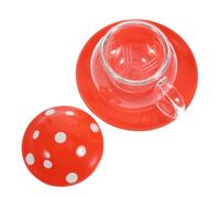 KICHOUSE Stylish Mushroom Shaped Ceramic and Glass Tea Infuser Mug with Ergonomic Handle for Home Use Decorative Red Tea Cup for Relaxing
