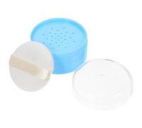 KICHOUSE Talcum Powder Box with Soft Puff Portable Compact Storage Container 3.54x3.54x2.36in Plastic Textile Cotton for Skin Care Daily Home Use
